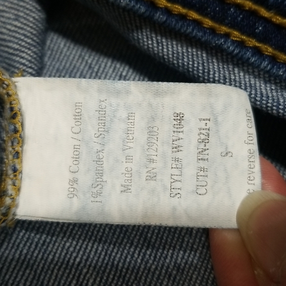 FOREVER  21 Six Button Tunic Length Distressed Jean Jacket w/ Hand Pockets - Picture 13 of 14